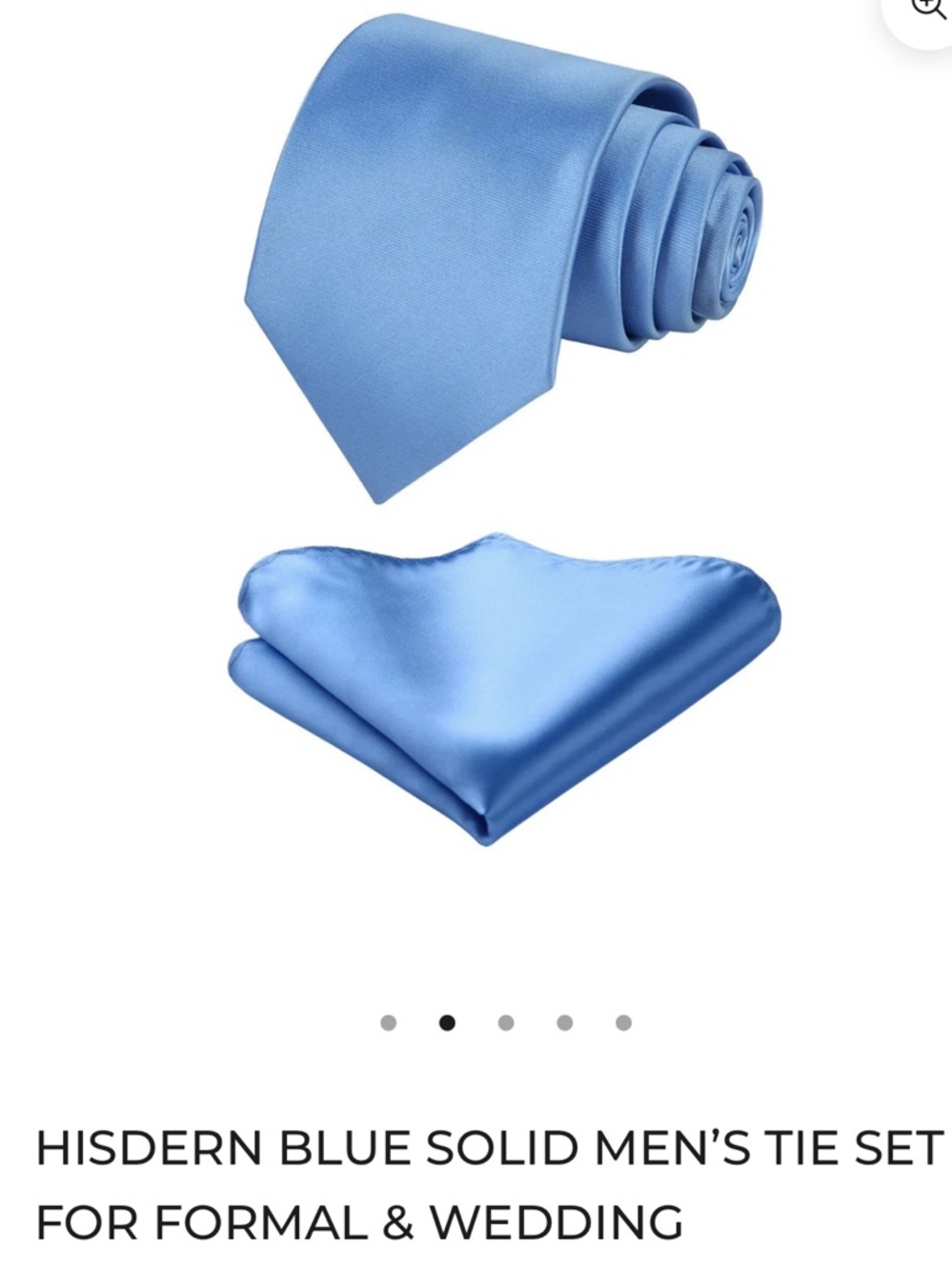 NWT Hisdern Light Blue Solid Tie and Pocket Square Set